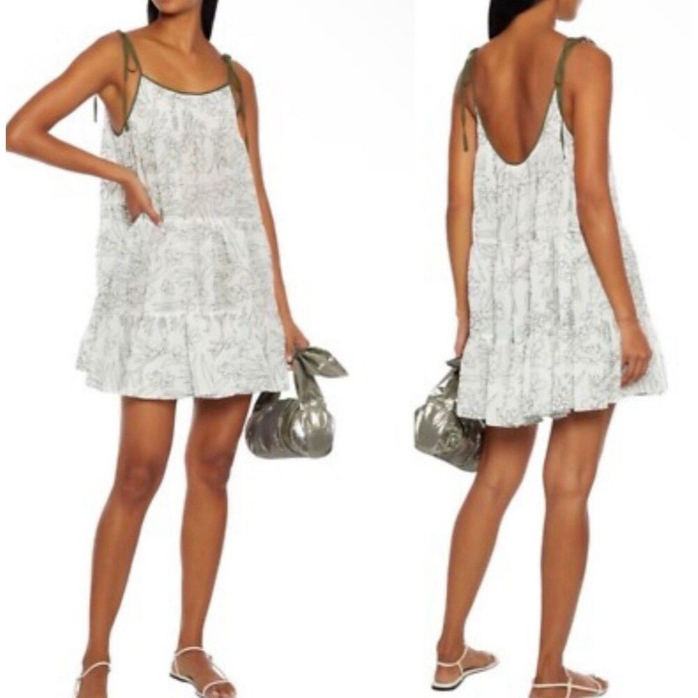 SOLID & STRIPED The Parker Dress Tiered Floral Embroidered Babydoll Mini S NEW